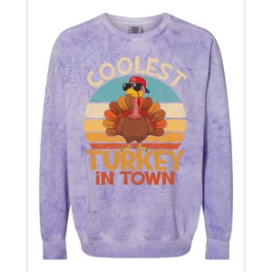 Coolest Turkey In Town Dabbing Turkey Thanksgiving Day Gift Colorblast Crewneck Sweatshirt