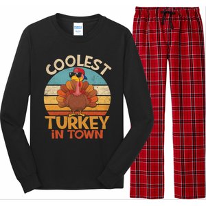 Coolest Turkey In Town Dabbing Turkey Thanksgiving Day Gift Long Sleeve Pajama Set