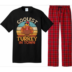 Coolest Turkey In Town Dabbing Turkey Thanksgiving Day Gift Pajama Set