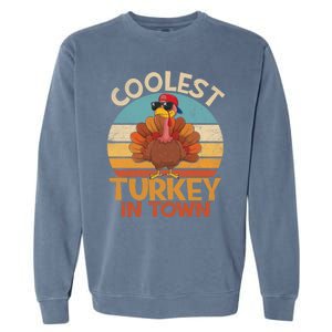 Coolest Turkey In Town Dabbing Turkey Thanksgiving Day Gift Garment-Dyed Sweatshirt