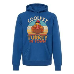 Coolest Turkey In Town Dabbing Turkey Thanksgiving Day Gift Premium Hoodie