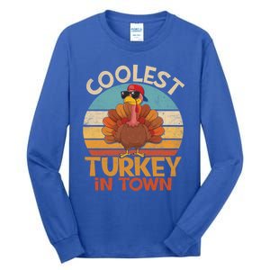 Coolest Turkey In Town Dabbing Turkey Thanksgiving Day Gift Tall Long Sleeve T-Shirt