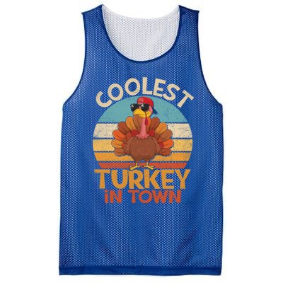 Coolest Turkey In Town Dabbing Turkey Thanksgiving Day Gift Mesh Reversible Basketball Jersey Tank