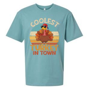 Coolest Turkey In Town Dabbing Turkey Thanksgiving Day Gift Sueded Cloud Jersey T-Shirt