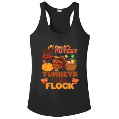Cute Thanksgiving I Teach The Cutest Little Turkeys In The Flock Ladies PosiCharge Competitor Racerback Tank