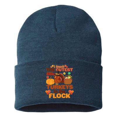 Cute Thanksgiving I Teach The Cutest Little Turkeys In The Flock Sustainable Knit Beanie