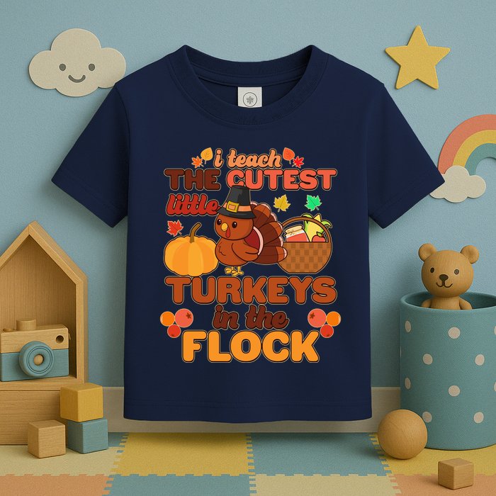 Cute Thanksgiving I Teach The Cutest Little Turkeys In The Flock Toddler T-Shirt