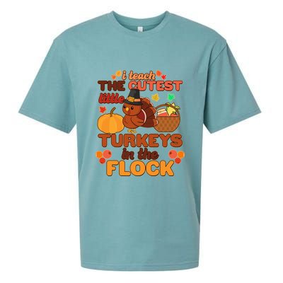 Cute Thanksgiving I Teach The Cutest Little Turkeys In The Flock Sueded Cloud Jersey T-Shirt