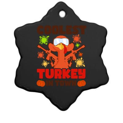 Coolest Turkey In Town Design Thanksgiving Paintball Cool Gift Ceramic Star Ornament