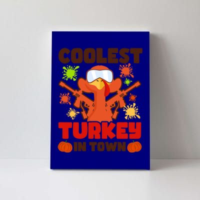 Coolest Turkey In Town Design Thanksgiving Paintball Cool Gift Canvas