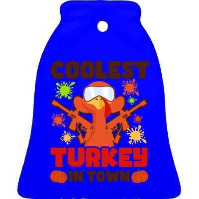 Coolest Turkey In Town Design Thanksgiving Paintball Cool Gift Ceramic Bell Ornament