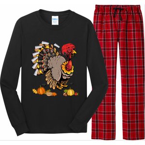 Cute Turkey Ice Hockey Player Turkeys Day Happy Thanksgiving Gift Long Sleeve Pajama Set