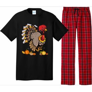 Cute Turkey Ice Hockey Player Turkeys Day Happy Thanksgiving Gift Pajama Set