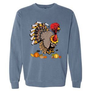 Cute Turkey Ice Hockey Player Turkeys Day Happy Thanksgiving Gift Garment-Dyed Sweatshirt