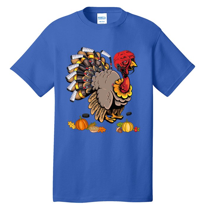 Cute Turkey Ice Hockey Player Turkeys Day Happy Thanksgiving Gift Tall T-Shirt