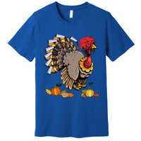 Cute Turkey Ice Hockey Player Turkeys Day Happy Thanksgiving Gift Premium T-Shirt