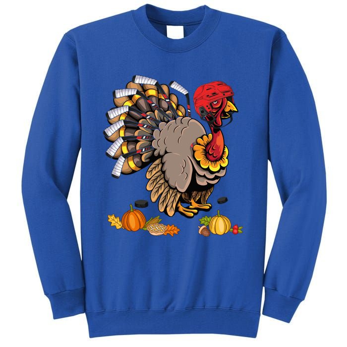 Cute Turkey Ice Hockey Player Turkeys Day Happy Thanksgiving Gift Tall Sweatshirt