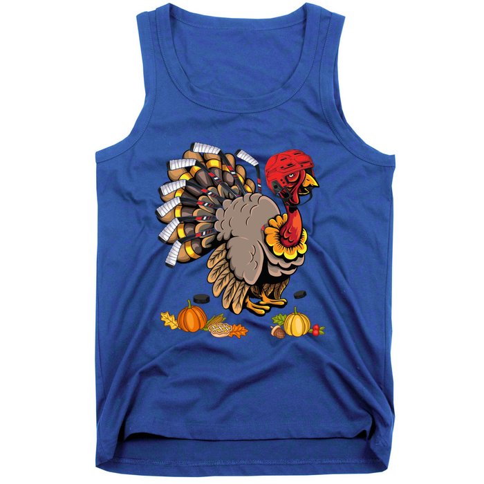 Cute Turkey Ice Hockey Player Turkeys Day Happy Thanksgiving Gift Tank Top