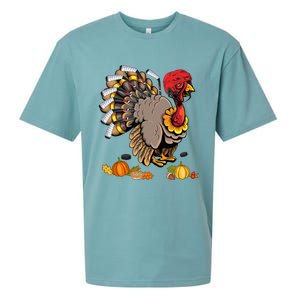 Cute Turkey Ice Hockey Player Turkeys Day Happy Thanksgiving Gift Sueded Cloud Jersey T-Shirt