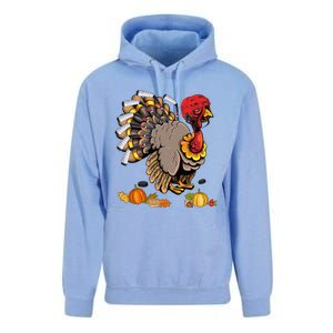 Cute Turkey Ice Hockey Player Turkeys Day Happy Thanksgiving Gift Unisex Surf Hoodie