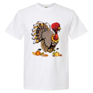 Cute Turkey Ice Hockey Player Turkeys Day Happy Thanksgiving Gift Garment-Dyed Heavyweight T-Shirt