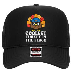 Coolest Turkey In The Flock Thanksgiving High Crown Mesh Back Trucker Hat