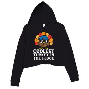 Coolest Turkey In The Flock Thanksgiving Crop Fleece Hoodie