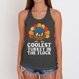 Coolest Turkey In The Flock Thanksgiving Women's Knotted Racerback Tank