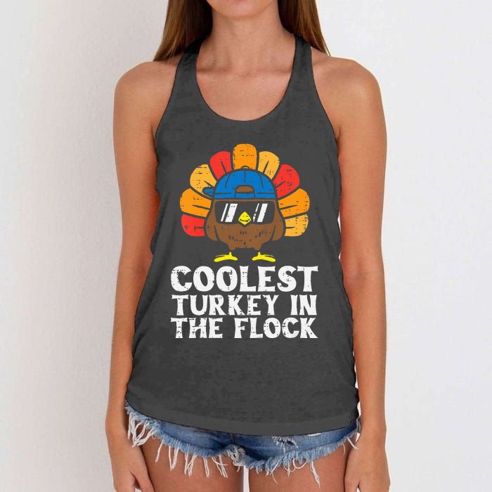 Coolest Turkey In The Flock Thanksgiving Women's Knotted Racerback Tank