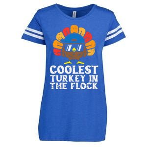 Coolest Turkey In The Flock Thanksgiving Enza Ladies Jersey Football T-Shirt