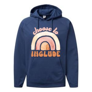 Choose To Include Special Education Teacher Autism Awareness Gift Performance Fleece Hoodie