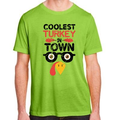 Coolest Turkey In Town Funny Thanksgiving Holiday Vintage Great Gift Adult ChromaSoft Performance T-Shirt