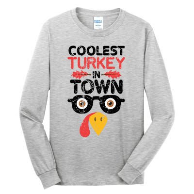 Coolest Turkey In Town Funny Thanksgiving Holiday Vintage Great Gift Tall Long Sleeve T-Shirt