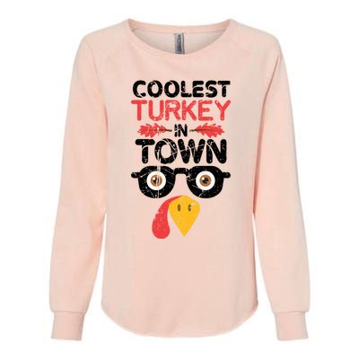 Coolest Turkey In Town Funny Thanksgiving Holiday Vintage Great Gift Womens California Wash Sweatshirt