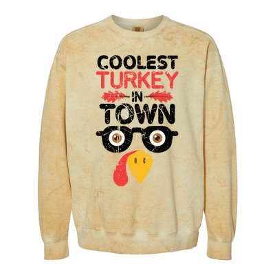 Coolest Turkey In Town Funny Thanksgiving Holiday Vintage Great Gift Colorblast Crewneck Sweatshirt