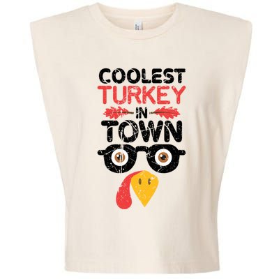 Coolest Turkey In Town Funny Thanksgiving Holiday Vintage Great Gift Garment-Dyed Women's Muscle Tee