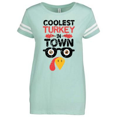 Coolest Turkey In Town Funny Thanksgiving Holiday Vintage Great Gift Enza Ladies Jersey Football T-Shirt