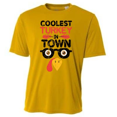 Coolest Turkey In Town Funny Thanksgiving Holiday Vintage Great Gift Cooling Performance Crew T-Shirt