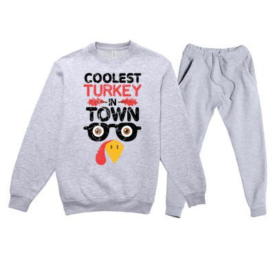 Coolest Turkey In Town Funny Thanksgiving Holiday Vintage Great Gift Premium Crewneck Sweatsuit Set