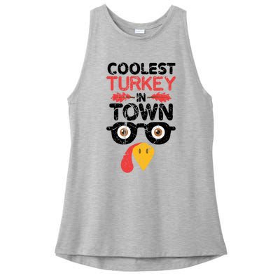 Coolest Turkey In Town Funny Thanksgiving Holiday Vintage Great Gift Ladies PosiCharge Tri-Blend Wicking Tank