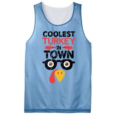 Coolest Turkey In Town Funny Thanksgiving Holiday Vintage Great Gift Mesh Reversible Basketball Jersey Tank