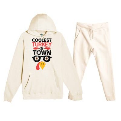 Coolest Turkey In Town Funny Thanksgiving Holiday Vintage Great Gift Premium Hooded Sweatsuit Set