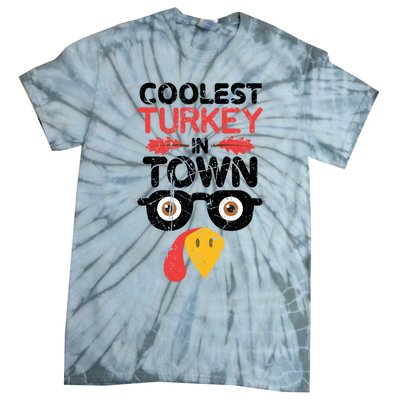 Coolest Turkey In Town Funny Thanksgiving Holiday Vintage Great Gift Tie-Dye T-Shirt