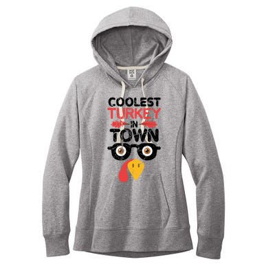 Coolest Turkey In Town Funny Thanksgiving Holiday Vintage Great Gift Women's Fleece Hoodie