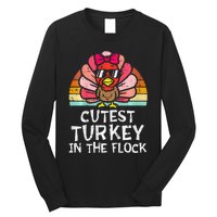 Cutest Turkey In The Flock Retro Thanksgiving Long Sleeve Shirt