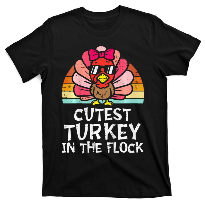 Cutest Turkey In The Flock Retro Thanksgiving T-Shirt