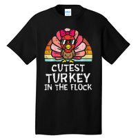 Cutest Turkey In The Flock Retro Thanksgiving Tall T-Shirt