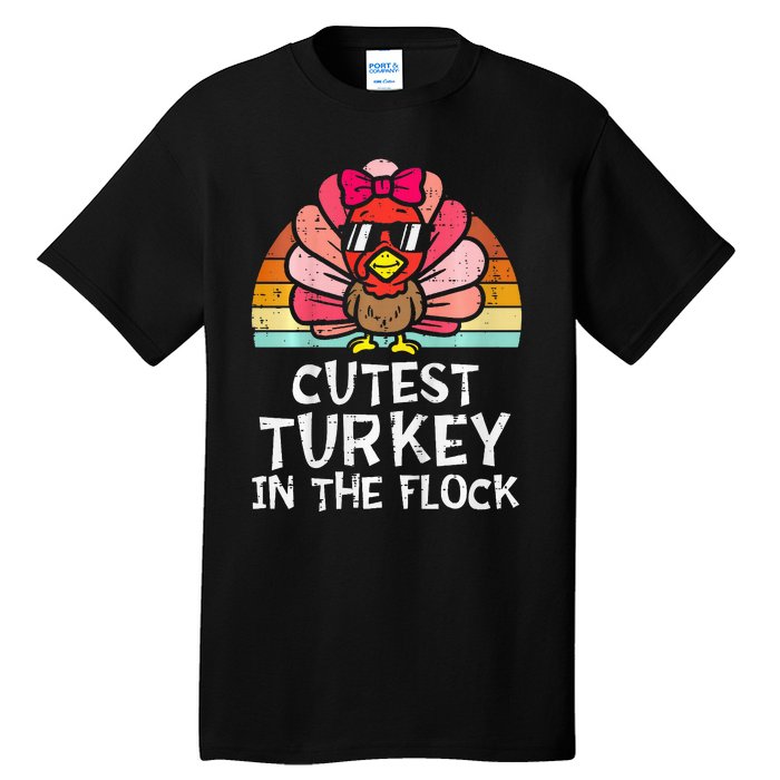 Cutest Turkey In The Flock Retro Thanksgiving Tall T-Shirt