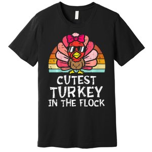 Cutest Turkey In The Flock Retro Thanksgiving Premium T-Shirt