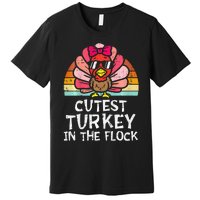 Cutest Turkey In The Flock Retro Thanksgiving Premium T-Shirt